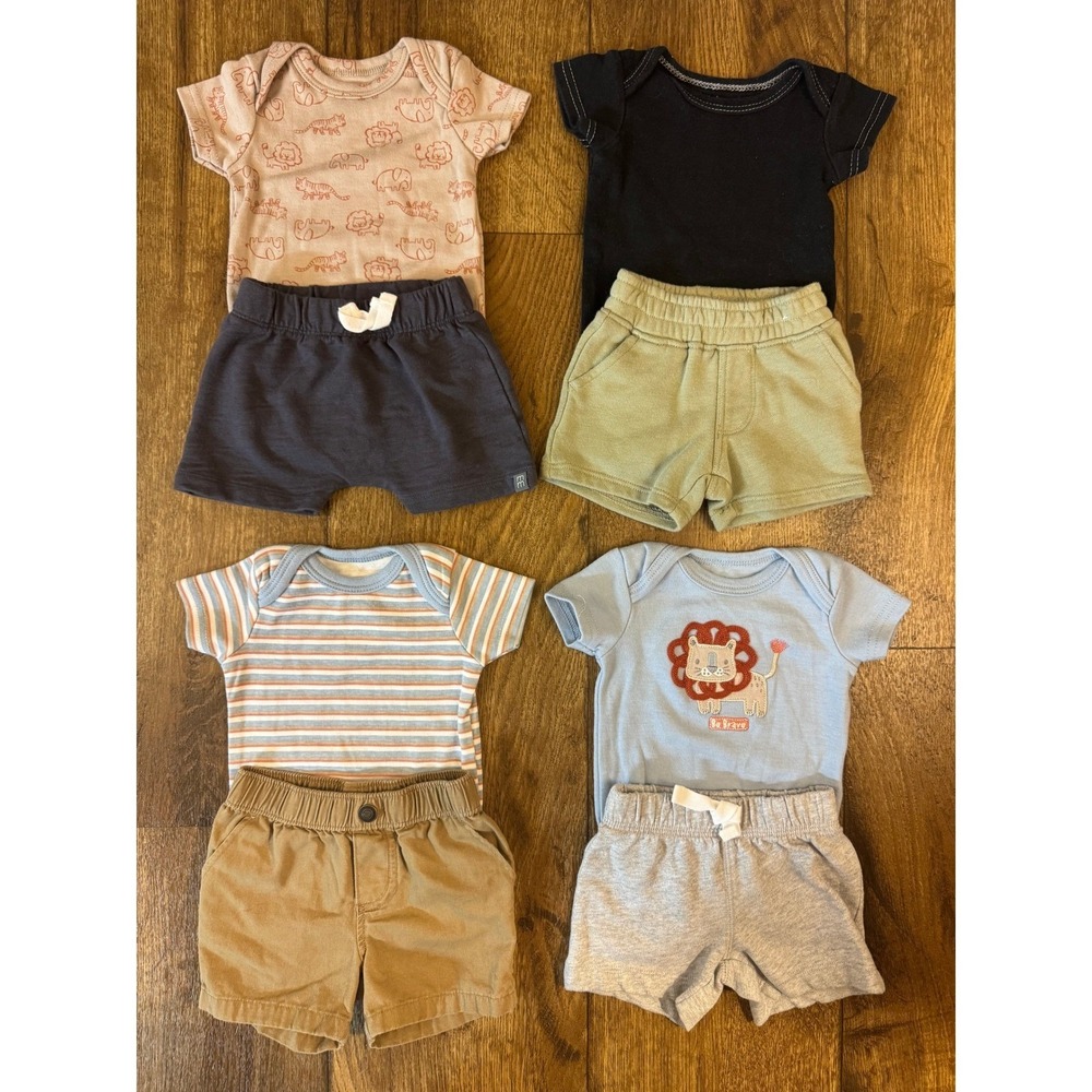 Garanimals Carters‎ Baby Boy Bodysuits Shorts Lot 0/3 Months Summer Lion Safari